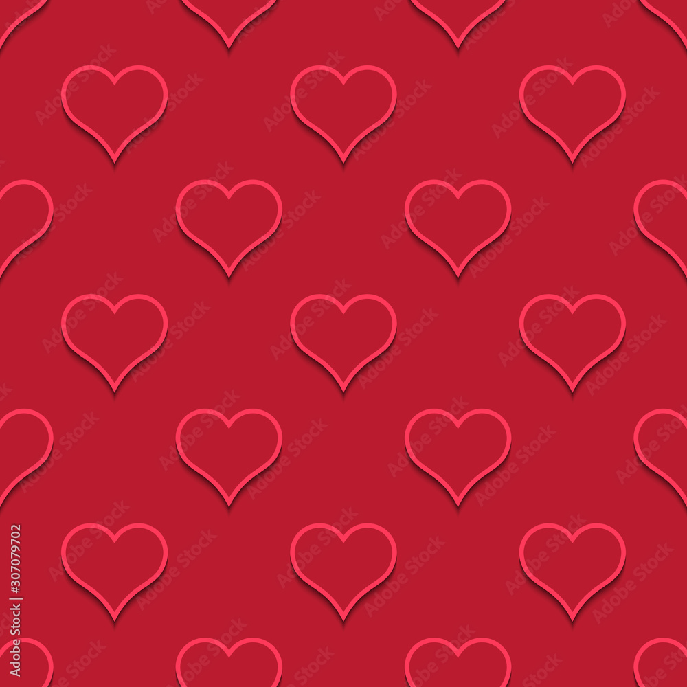 Hearts color vector shapes. Abstract seamless love wallpaper.