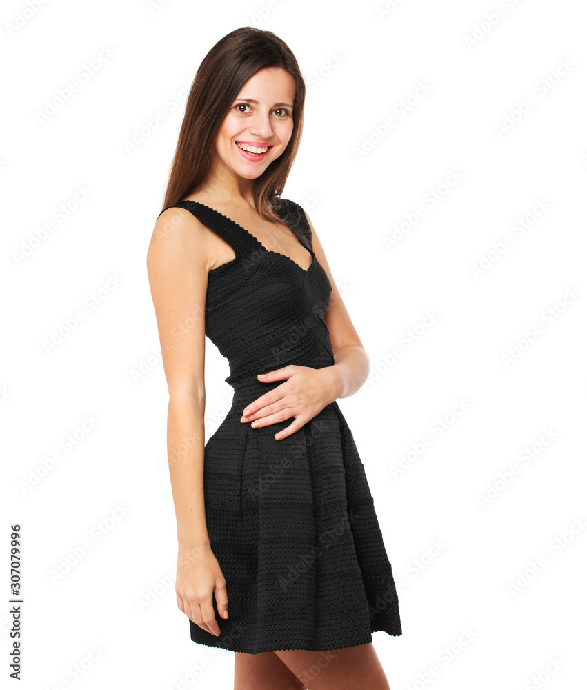 Beautiful brunette woman in black dress Beautiful brunette woman in black dress