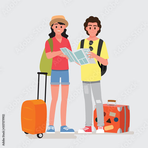 Happy group of teen traveler