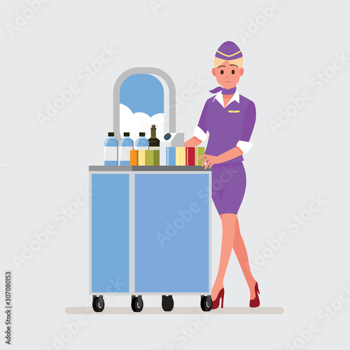 flying attendants  ,air hostess  , Vector illustration cartoon character