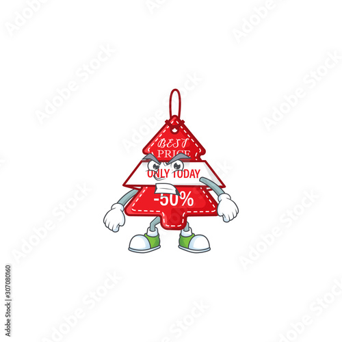 Christmas best price tag cartoon character style with angry face