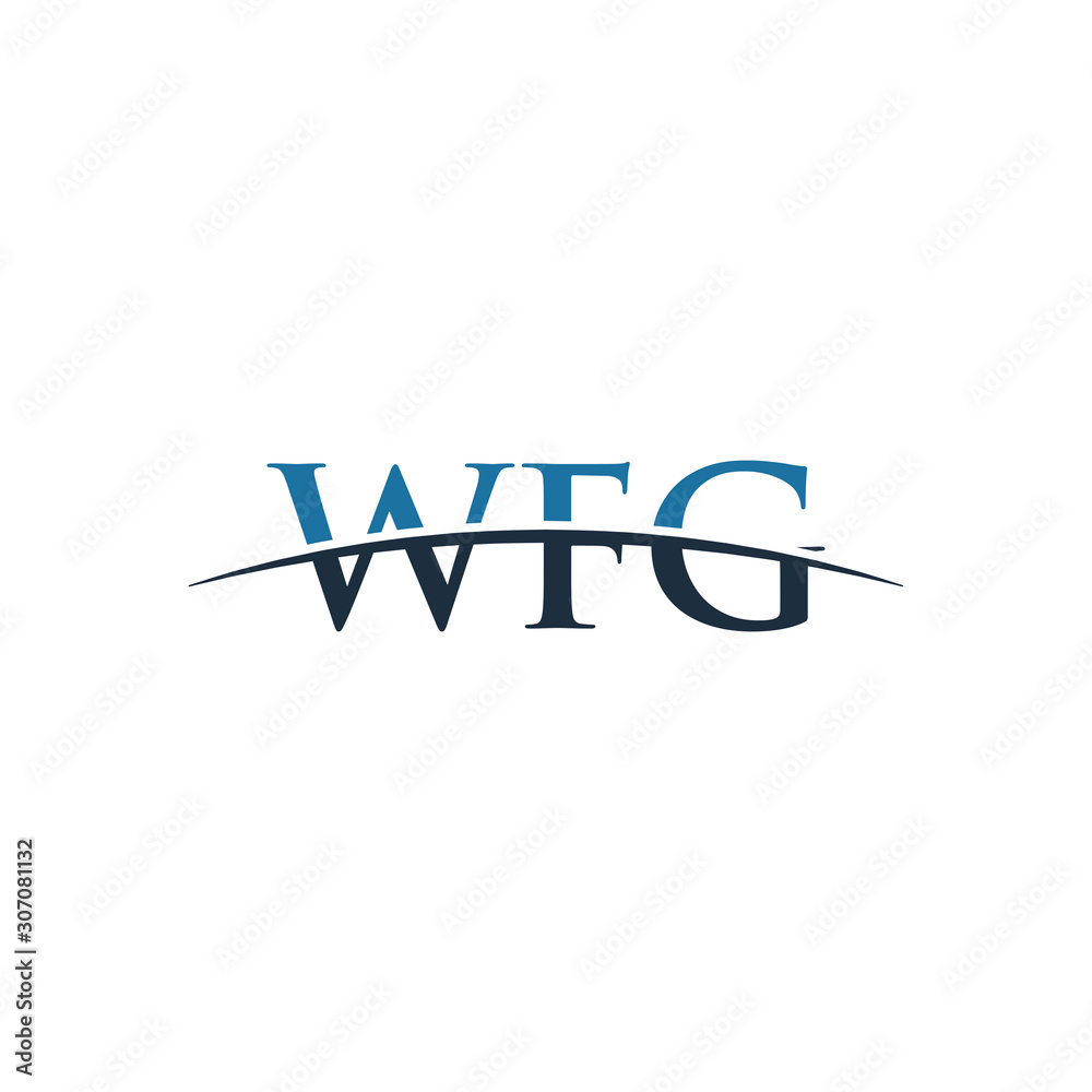 Initial letter WFG, overlapping movement swoosh horizon logo company design inspiration in blue and gray color vector Initial letter WFG, overlapping movement swoosh horizon logo company design inspiration in blue and gray color vector