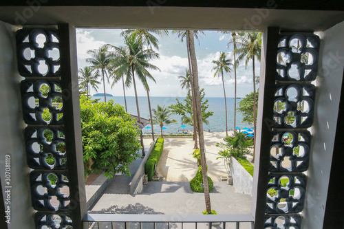 Beautiful decroration of AWA resort, Koh Chang Island, Thailand with happy time in Island during daytime with sunlight and beautiful of sea sand sun on the Island photo