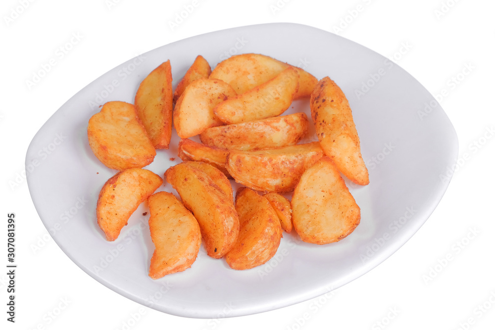 Cheezy Wedges | Baked Potatoes with Cheese on white background Cheezy Wedges | Baked Potatoes with Cheese on white background