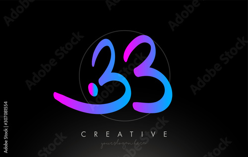 BB Artistic Brush Letter Logo Handwritten in Purple Blue Colors Vector
