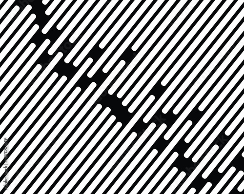  Digital image with a psychedelic stripes Wave design black and white. Optical art background. Texture with wavy, curves lines. Vector illustration