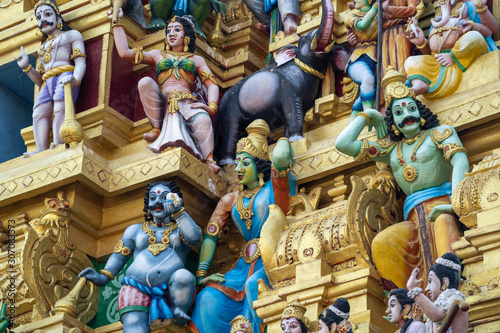 Detail view of Temple of Sri Kailawasanathan Swami Devasthanam Kovil, the oldest Hindu temple in Colombo dating back to the 1700s photo