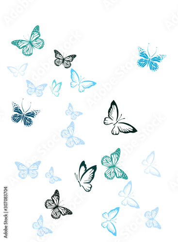 Blue flying butterflies background. Vector illustration © Мария Неноглядова