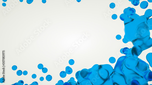 Blue transparent abstract three-dimensional figure on a white background. 3d rendering illustration