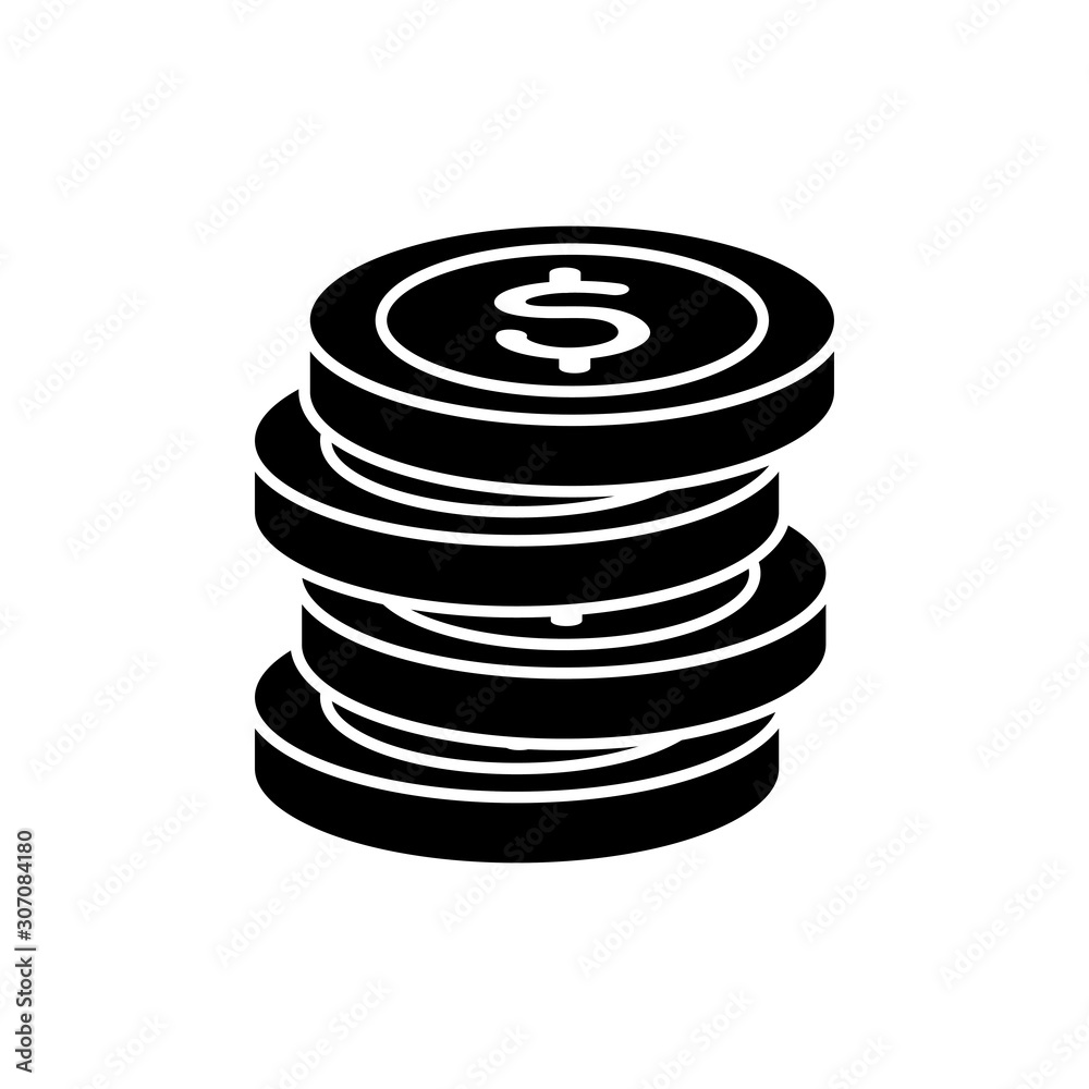 silhouette of pile coins money cash isolated icon vector illustration design silhouette of pile coins money cash isolated icon vector illustration design