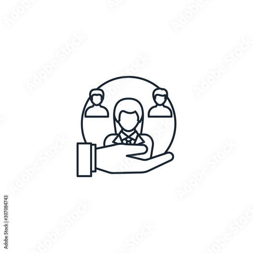 Fototapeta Naklejka Na Ścianę i Meble -  hr recruiter creative icon. line multicolored illustration. From Human Resources icons collection. Isolated hr recruiter sign on white background