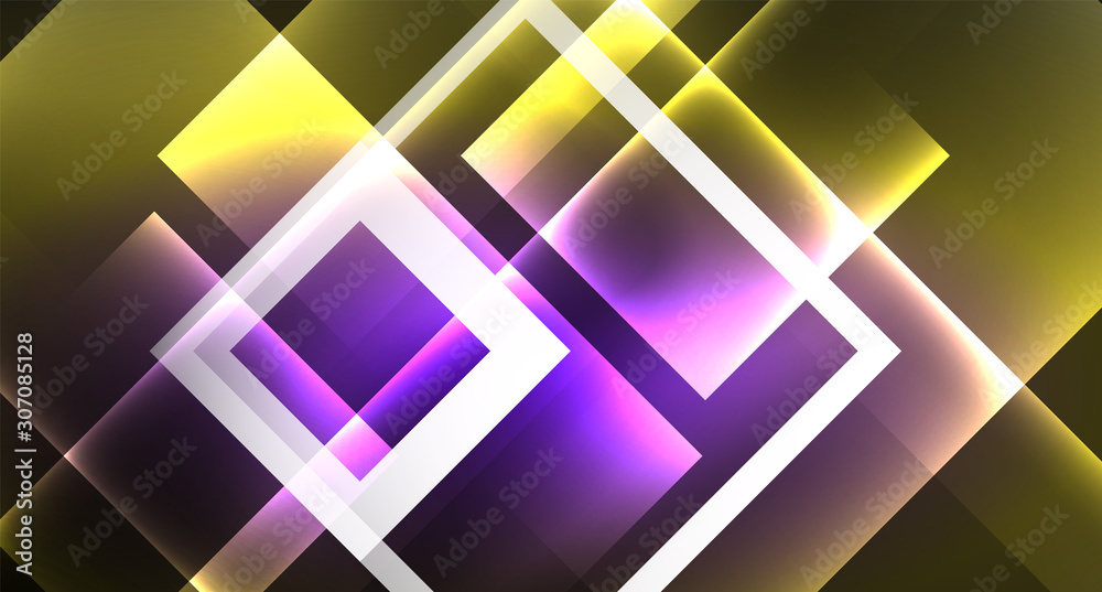 Shiny neon design square shape abstract background. Retro vector abstract design banner template Shiny neon design square shape abstract background. Retro vector abstract design banner template