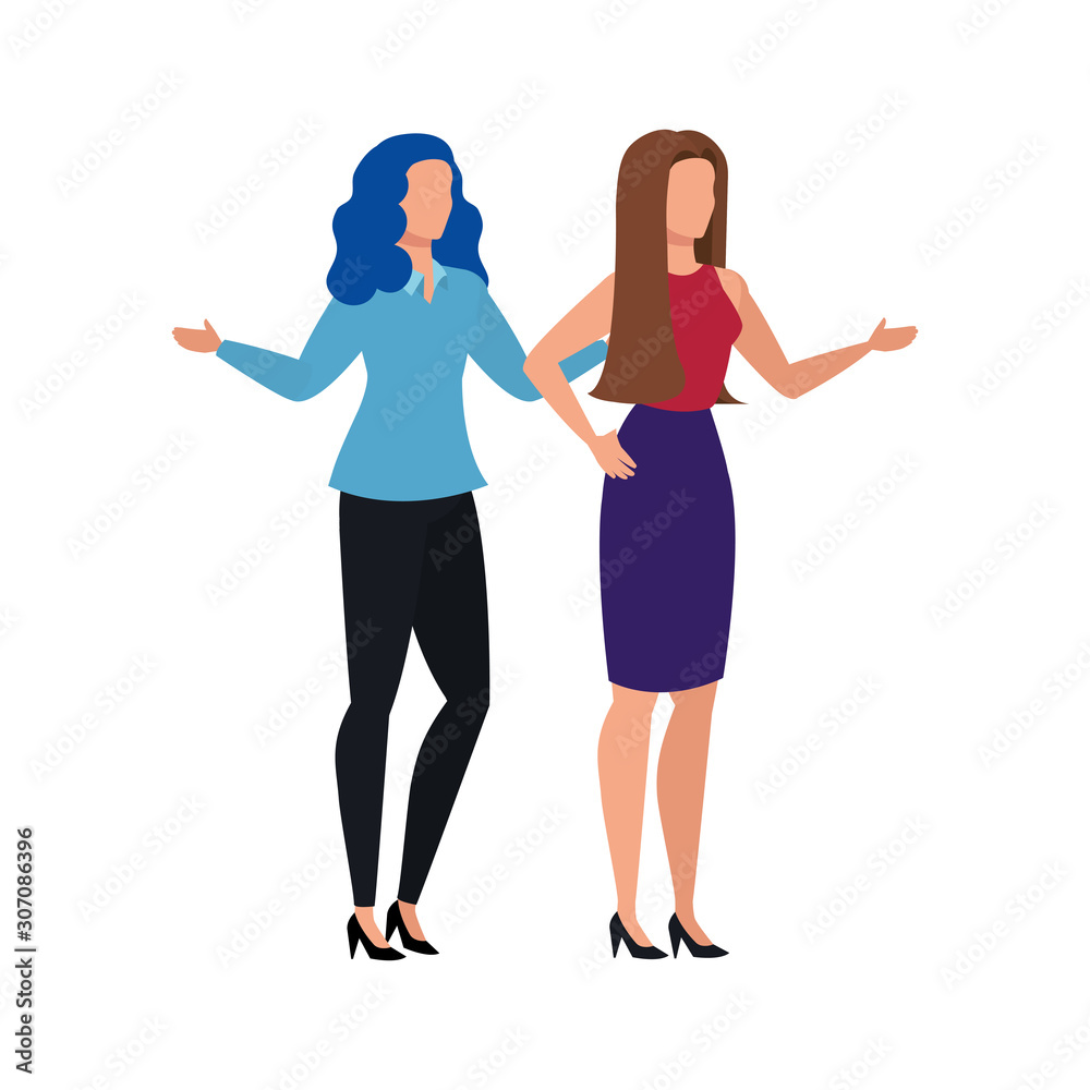 business women elegant avatar character vector illustration design