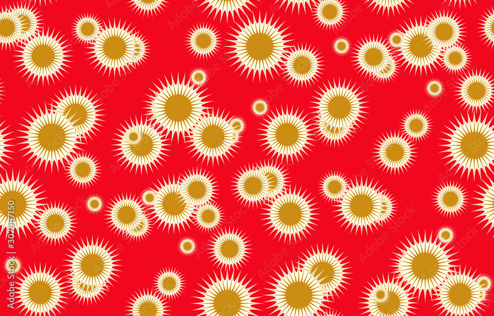spiky stars seamless red gold ivory