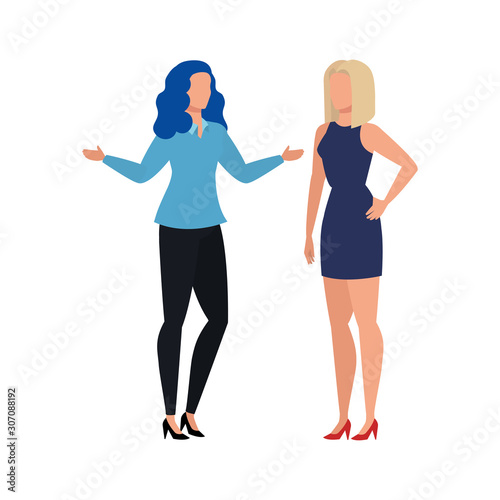 business women elegant avatar character vector illustration design