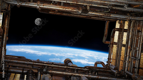Fototapeta Naklejka Na Ścianę i Meble -  view on planet Earth through a spaceship window