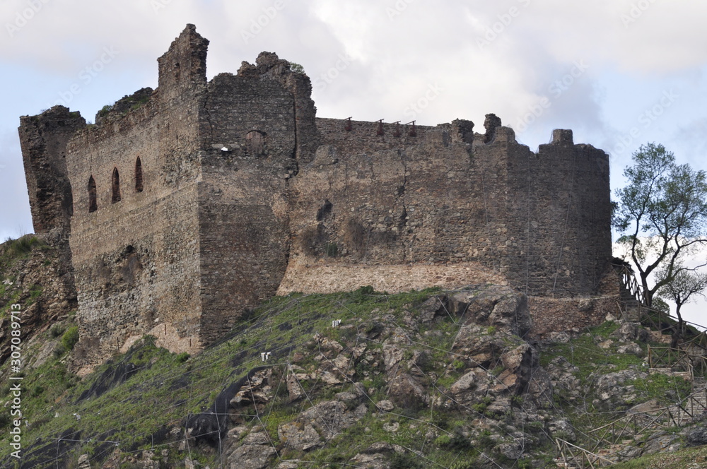 old abandoned castle trekking in the edge of Amendolea Bova national park Aspromonte
