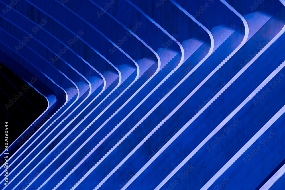 Abstract of modern diagonal architectural lines in vivid blue tones.Graphic Resource.Illustration