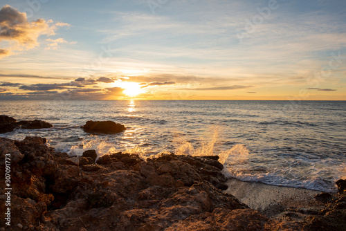 The Oropesa coast of the sea at sunrise