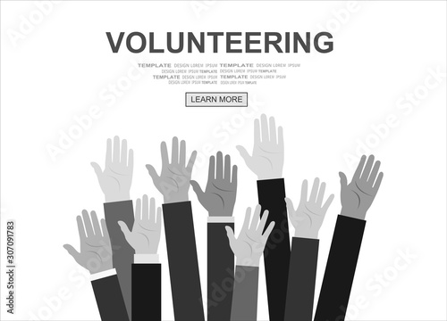 Raised hands volunteering vector concept
