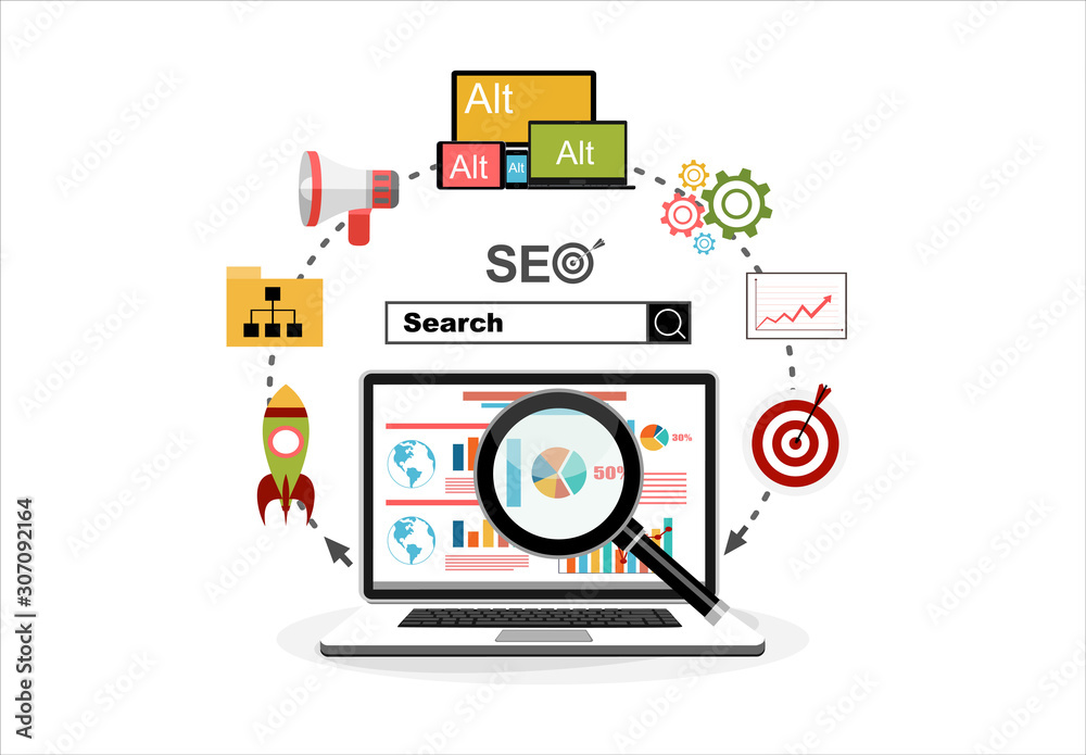 Flat illustration web analytics design , SEO optimization. Flat illustration web analytics design , SEO optimization.