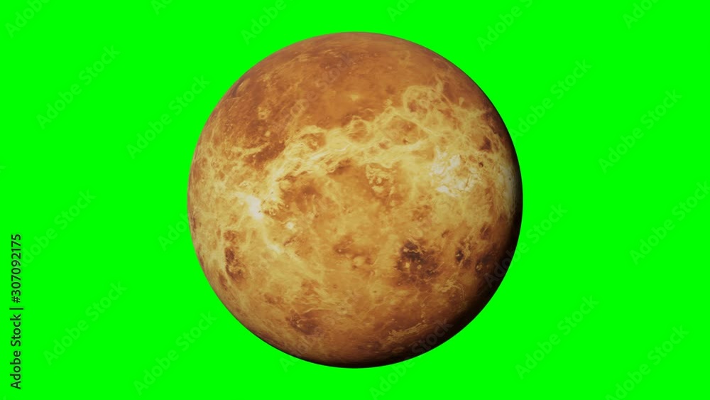 planet Venus rotating, solar system world in outer space isolated on green screen background, 4k loop