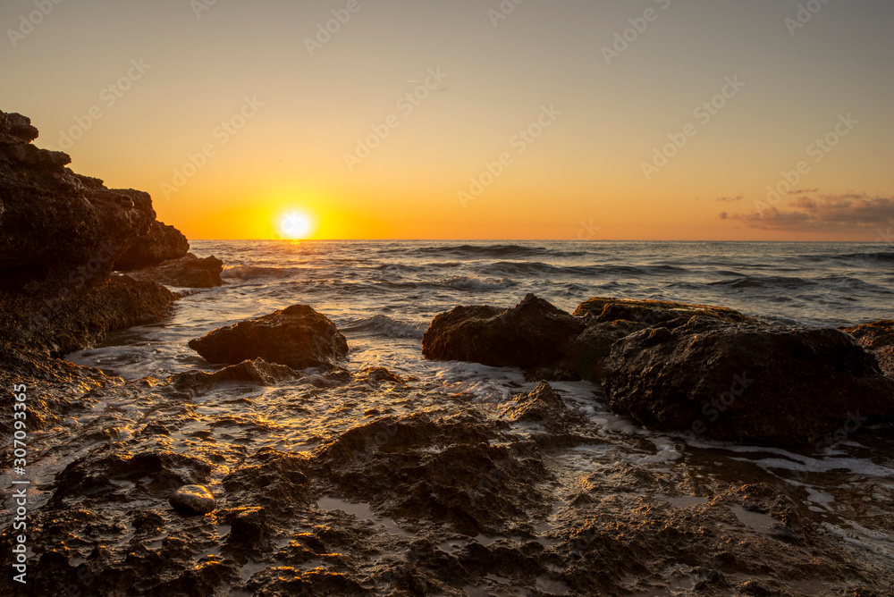 The Oropesa coast of the sea at sunrise