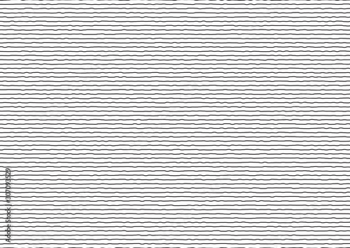Abstract thin black stripes rough horizontal lines on white background.