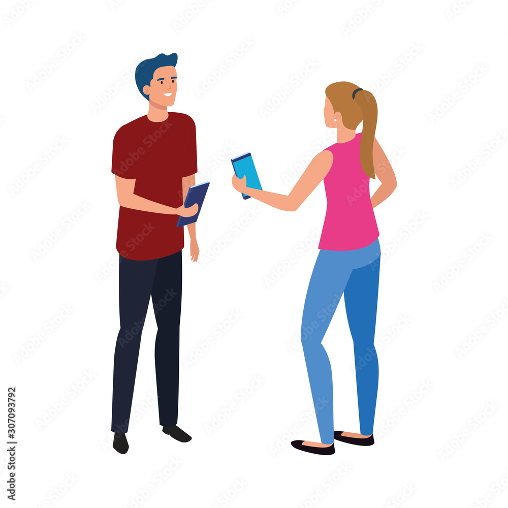 Woman and man avatar with smartphone design, Person people human profile and user theme Vector illustration