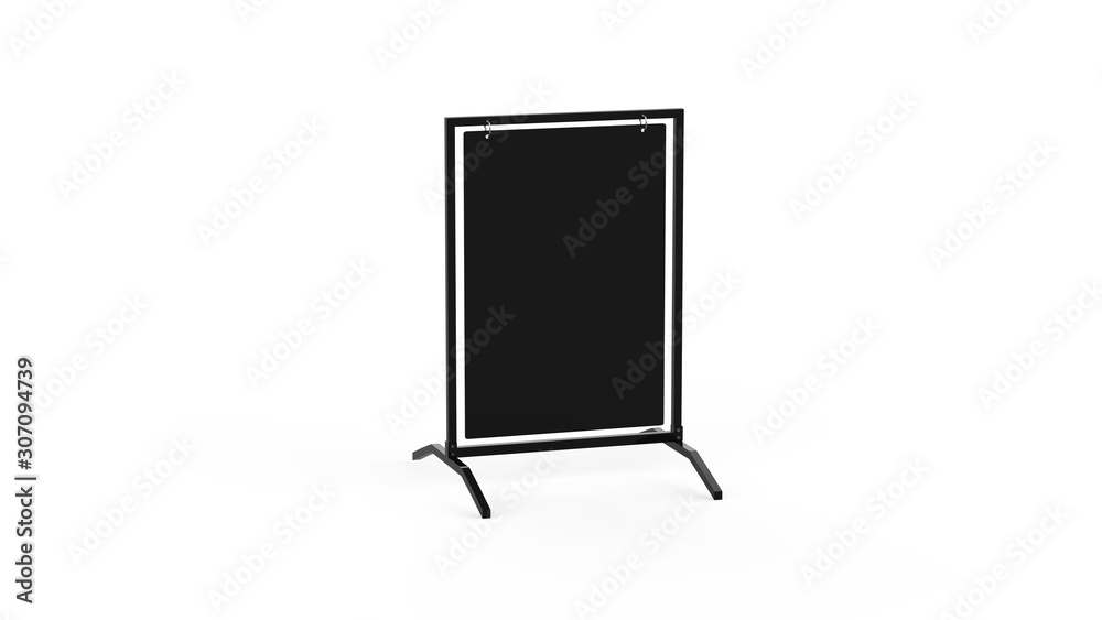 Swinger sign frame, double sided blank white board for mock up template and branding presentation, 3d illustration Swinger sign frame, double sided blank white board for mock up template and branding presentation, 3d illustration