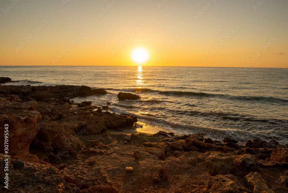 Fototapeta premium The Oropesa coast of the sea at sunrise