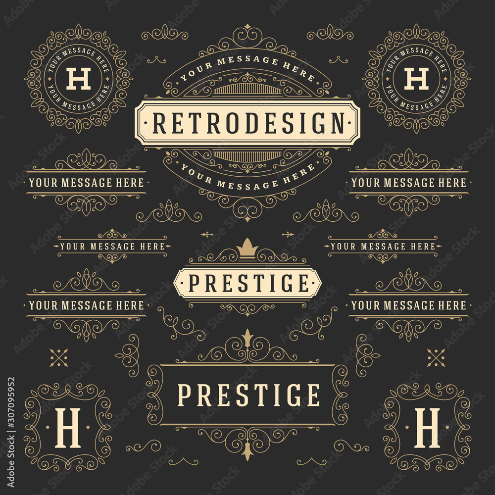 Vintage ornaments swirls and scrolls decorations design elements vector set flourishes ornate calligraphic combinations