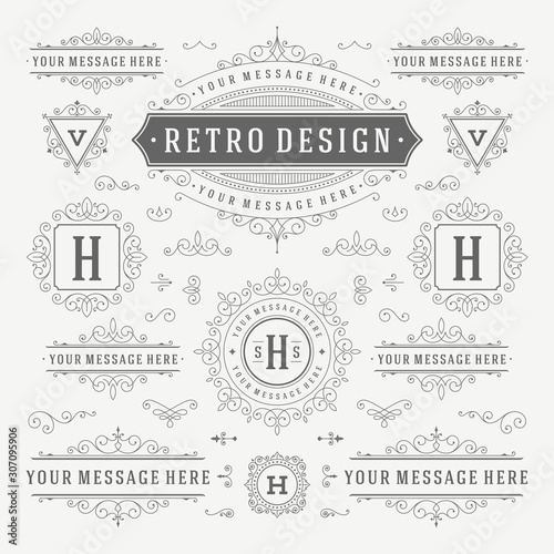 Vintage ornaments swirls and scrolls decorations design elements vector set flourishes ornate calligraphic combinations