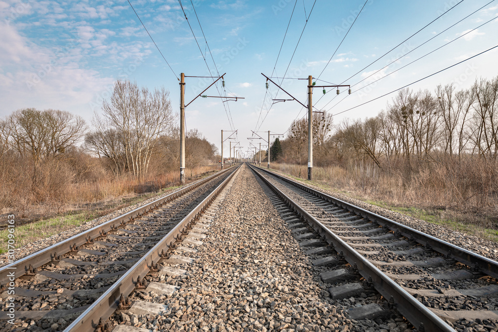 Train rails in country landscape Train rails in country landscape