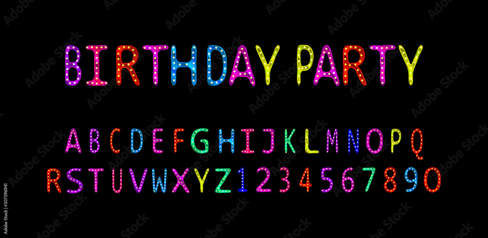 Hand drawn colorful font