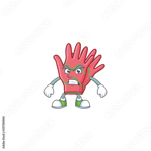 Christmas gloves cartoon character style with angry face