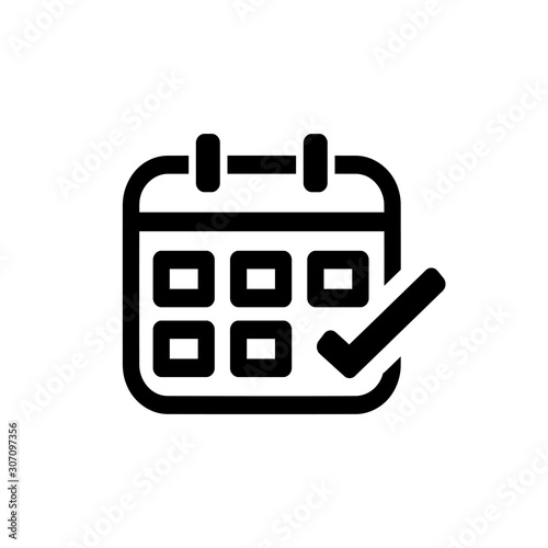 Calendar icon. Black vector illustration isolated for graphic and web design. © ipuwadol