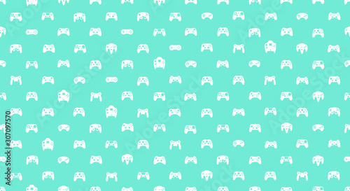 Video game controller background Gadgets and devices seamless pattern Coral Blue color Eps10 vector