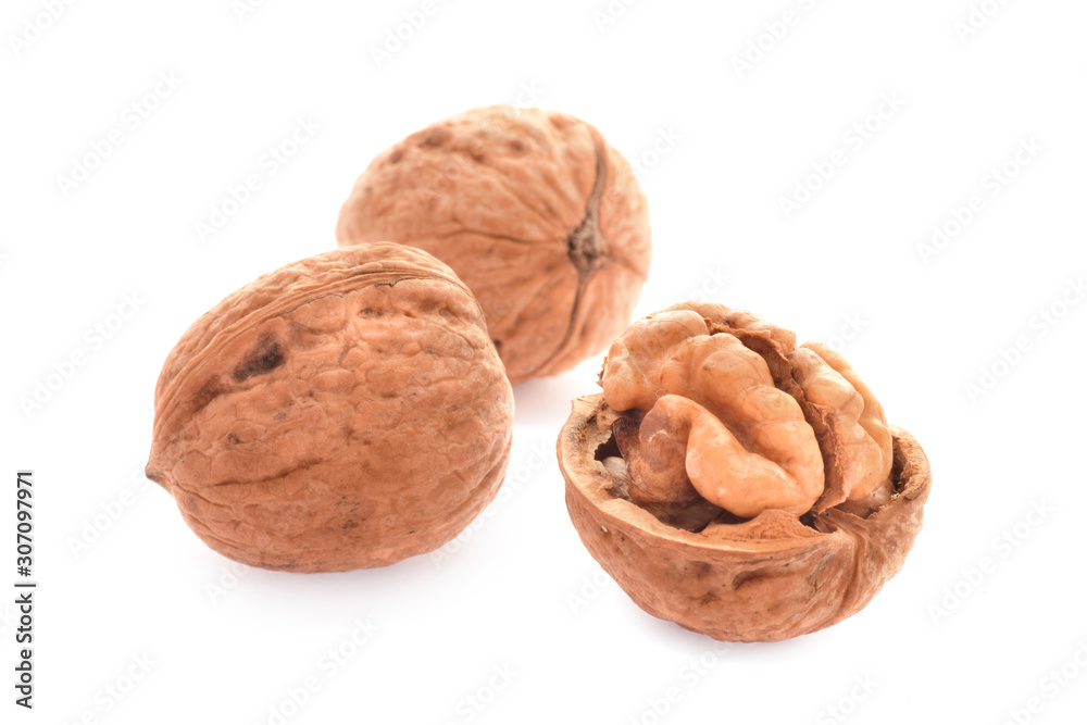 Walnut in group isolated on white Walnut in group isolated on white