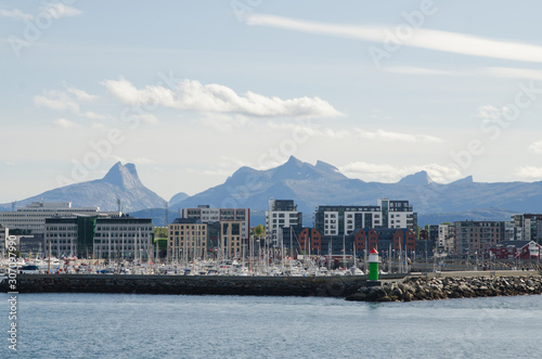 City in Norway, Bodø and scenic mountains landscape photo