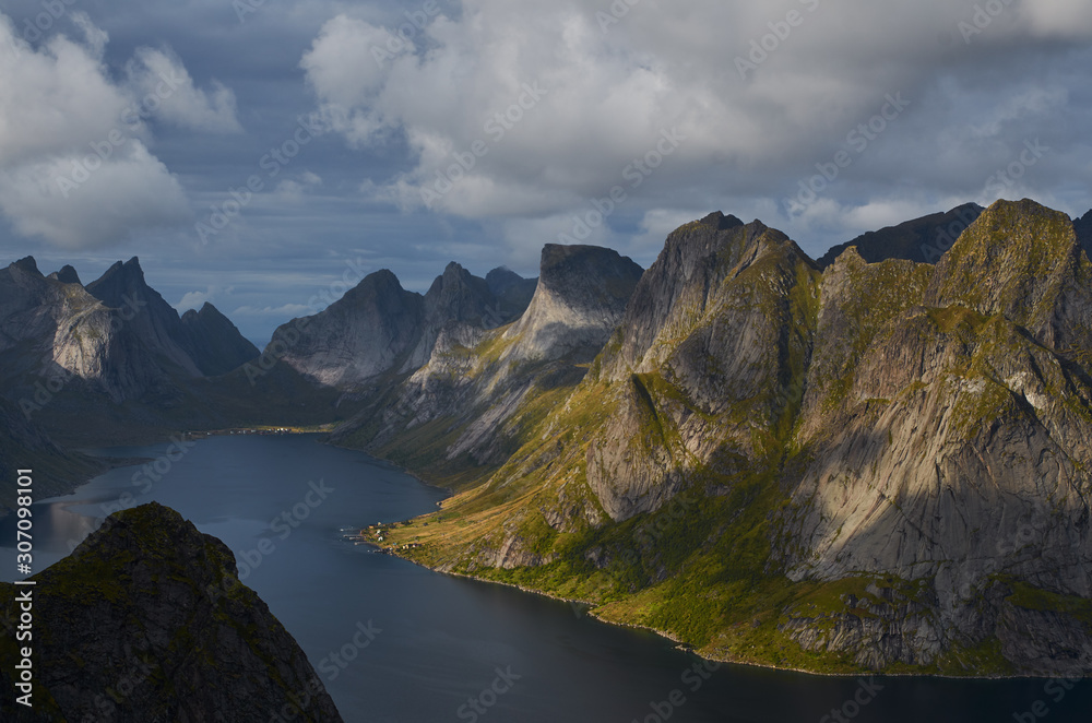 Mountains from Reinebringen, Lofoten Islands, Norway
