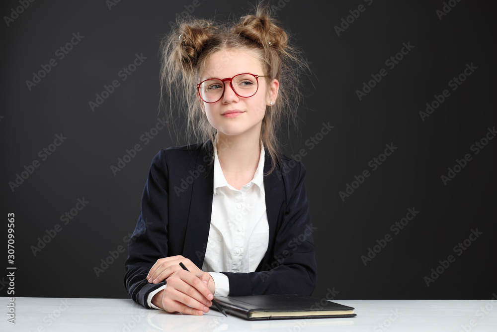 Portrait of cute little schoolgirl Portrait of cute little schoolgirl
