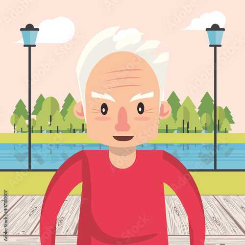 cute grandfather in the park scene
