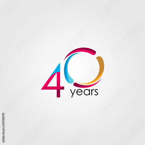 40 Years Anniversary Celebration Vector Template Design Illustration