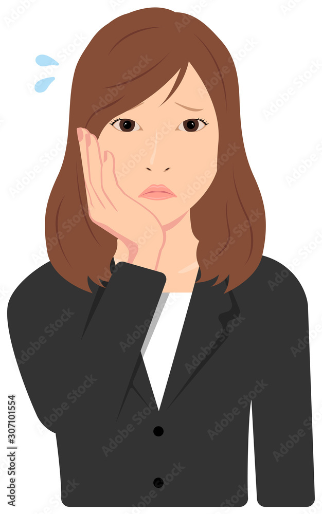 Young asian business woman vector illustration (upper body, waist up) / depression, annoying, troubled, disappointed Young asian business woman vector illustration (upper body, waist up) / depression, annoying, troubled, disappointed