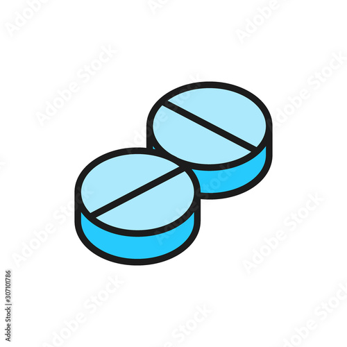 Pills, tablet flat color icon. Isolated on white background