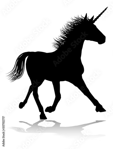 A unicorn silhouette mythical horned horse graphic