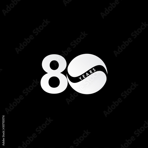 80 Years Anniversary Celebration White Candy Vector Template Design Illustration