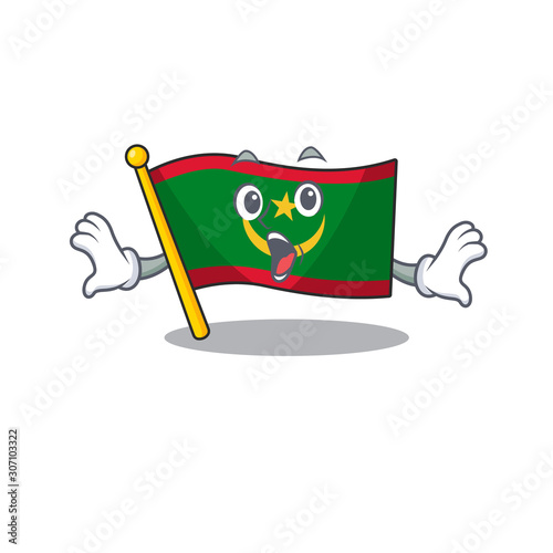 Surprised flag mauritania face gesture on cartoon style