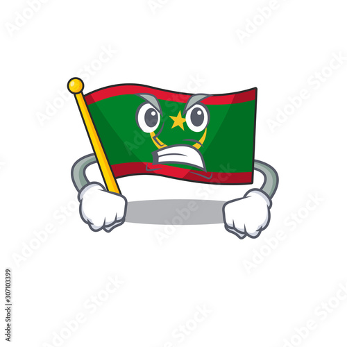 mascot of angry flag mauritania cartoon character style
